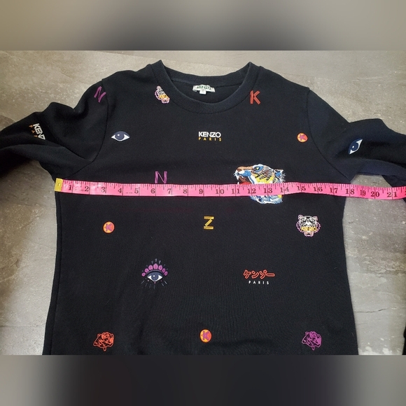 Kenzo Black Long Sleeves Crewneck Sweater with Printed Details. Embroidered. S. - Picture 7 of 13